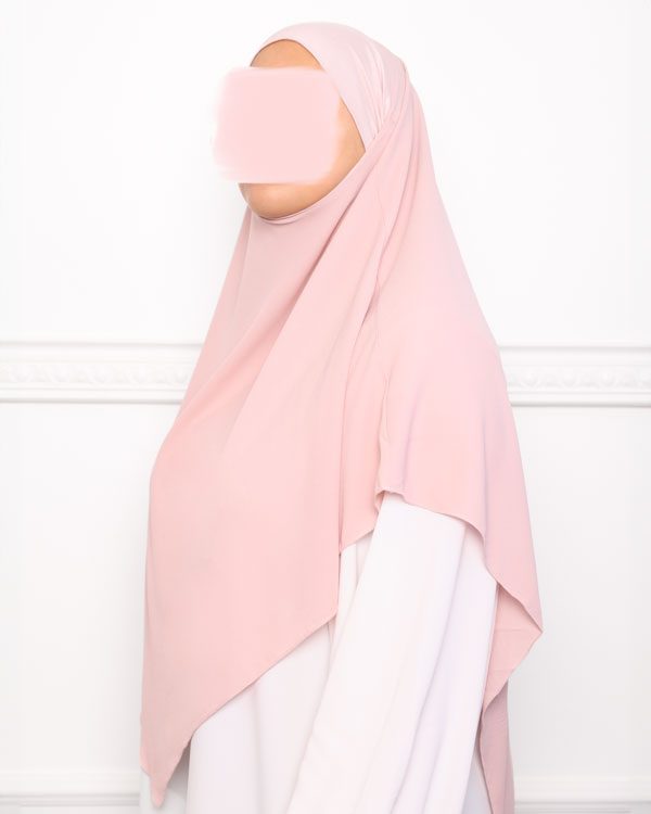 Khimar court en crêpe pointu khimar triangle khimar pas cher mon hijab pas cher rose